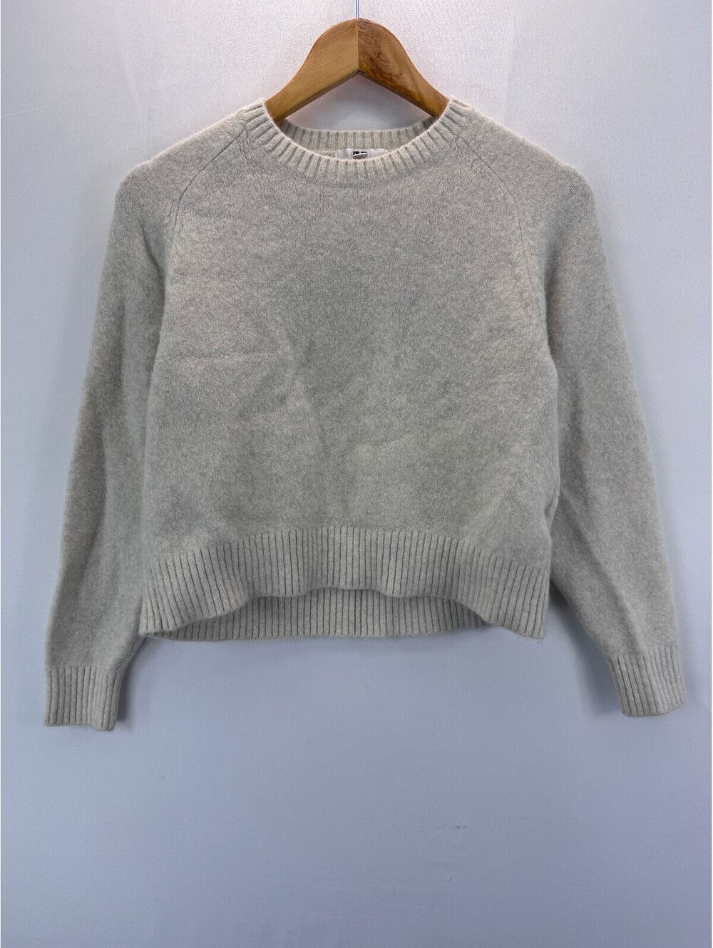 Uniqlo Souffle Yarn Sweater Women’s S Cream Oatmeal Wool Blend Crewneck